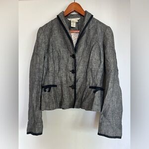 Vintage Max Studio Linen Blazer in Gray-Black Herringbone (fits modern 4-6)